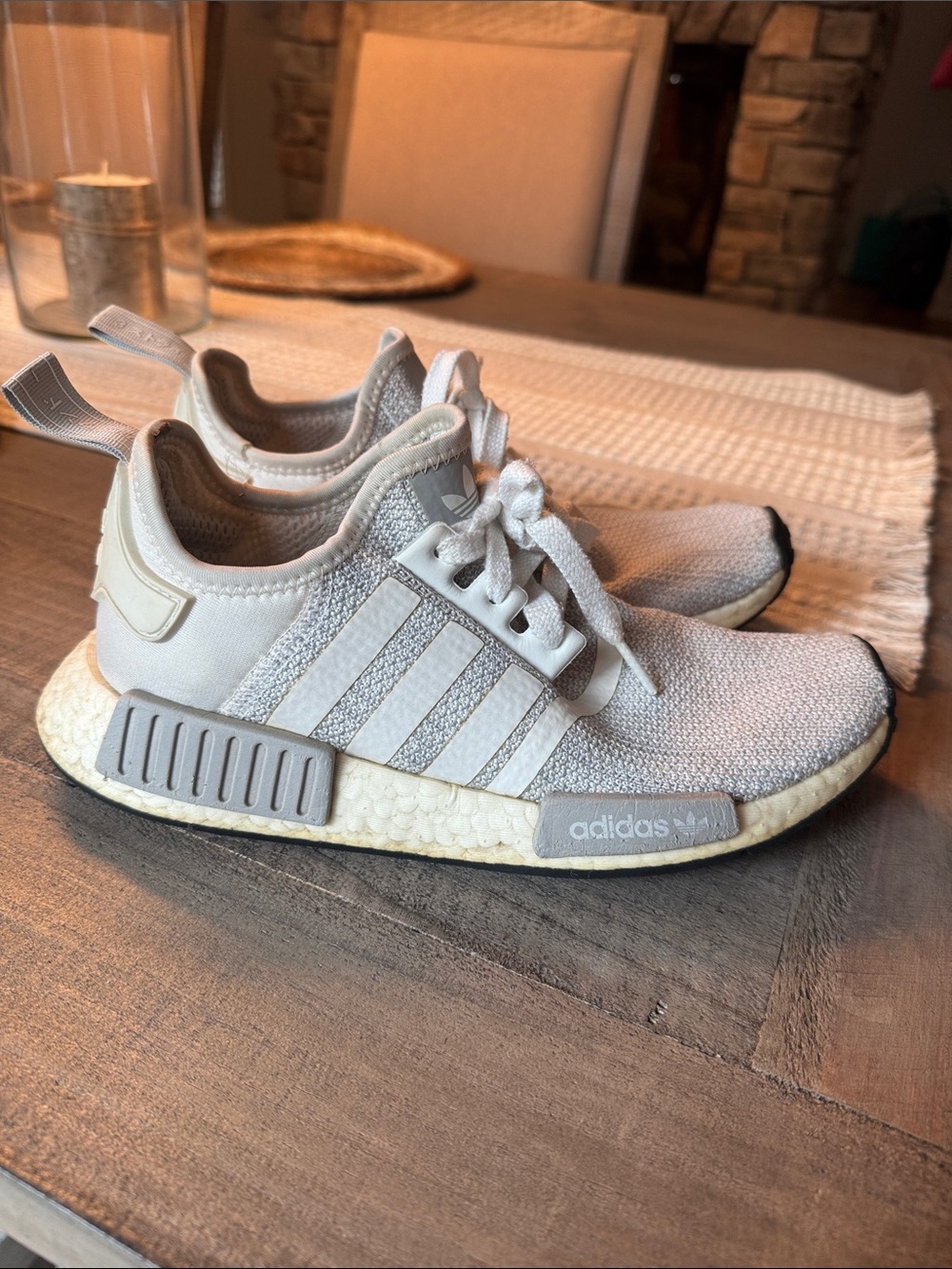 adidas NMD R1 Sneaker in Light Gray and Cream